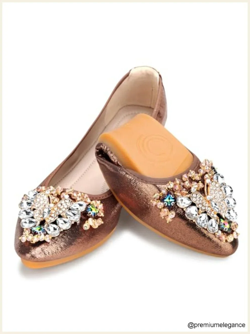 Rhinestone Ballet Flats Foldable Comfort Slip on Shoes